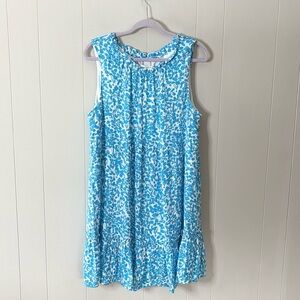 Thakoon collective blue and white cinched sleeveless mini dress size 16